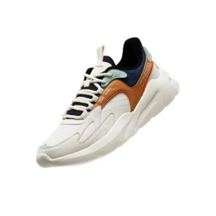 Erke Bashan Cushioning Lightweight Wear Resistant Coverage Slip Resistant Low Top Casual Shoes Men's White Orange-3