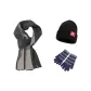 Gray Scarf+Navy Blue Glove+Hats & Caps