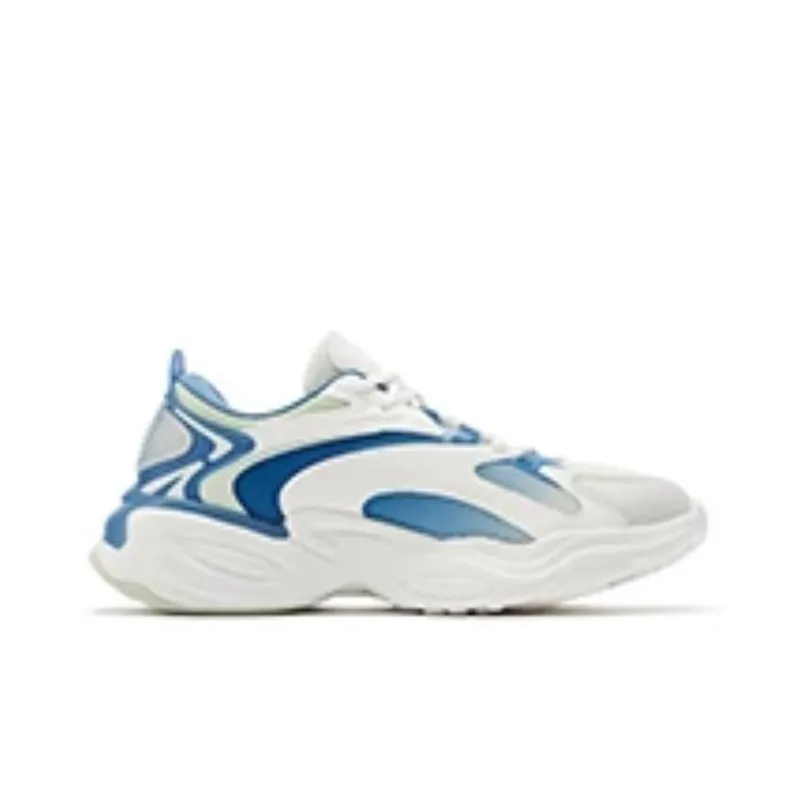 QIAODAN Cushioning Wear-Resistant Low-Top Chunky Sneakers Men's Ivory With Shadow Blue-1