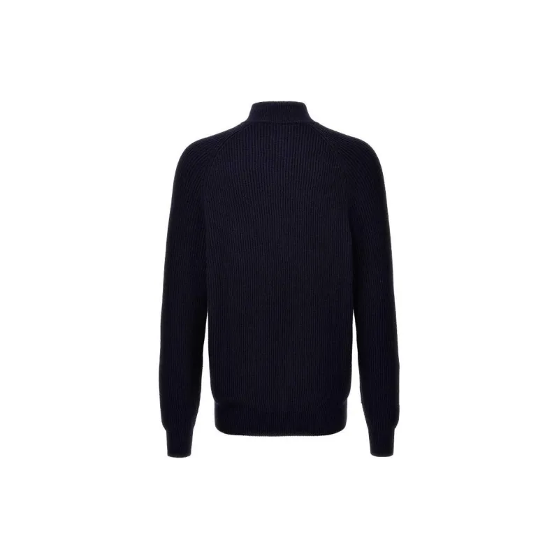 Brunello Cucinelli High Neck Zip Up Knitted Cardigan-1