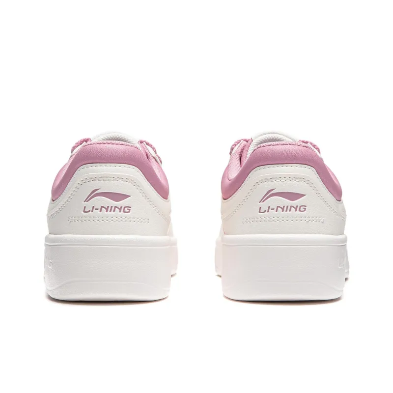 LiNing Line 2.0 At The Beginning V2 Anti-Slip Wear-Resistant Low-Top Skateboard Shoes Women's White Pink-5
