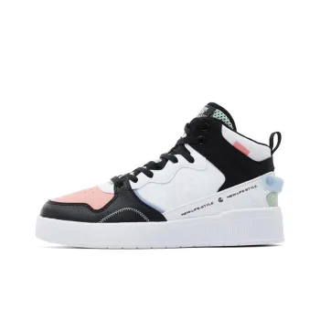 QIAODAN Slip Resistant Cushioning High Top Skateboard Shoes Women's Black Pink
