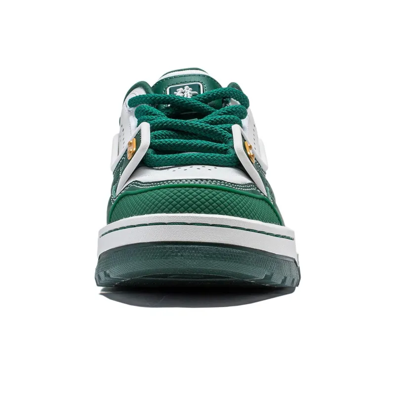 LiNing 001 BTC MEGA Slip Resistant Cushioning Wear Resistant Support Low Top Skateboard Shoes Men's White Green-4