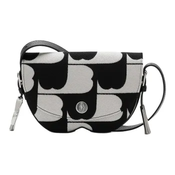 Burberry Cotton And Polyester Blend Shoulder Bag Crossbody Bag Women's Black & White