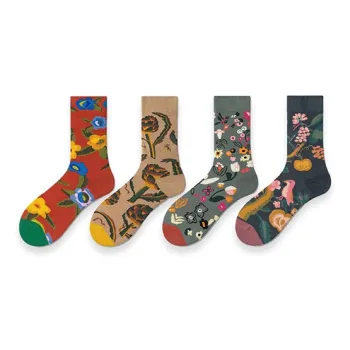 Flowers In Water Mid-Calf Socks Men's 4 Pack