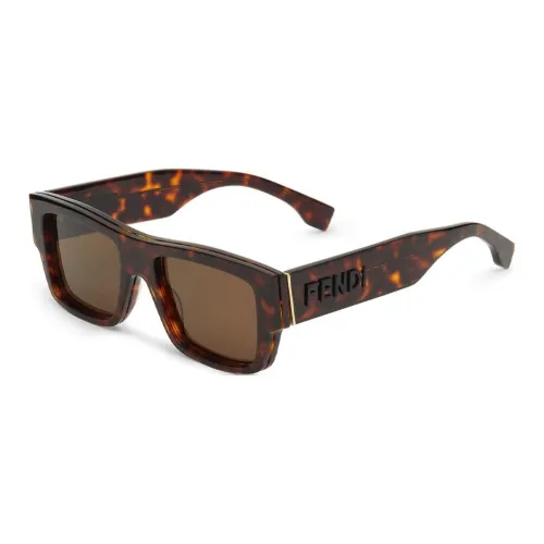 FENDI Acetate Rectangular Sunglasses Unisex Tortoiseshell
