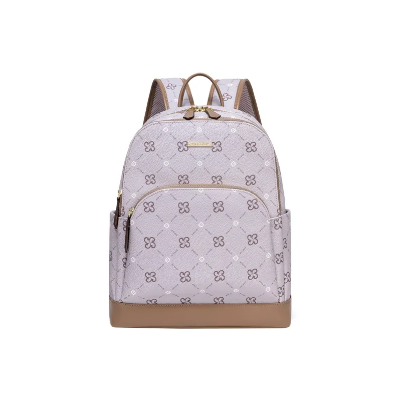 POLO PVC With Synthetic Leather Backpack Medium Size Women's Coffee/Gray/Beige Yellow-1