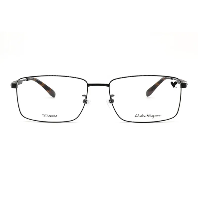 FERRAGAMO Plate Frame Metal Irregular Shape Eyeglass Frames Unisex Black-1