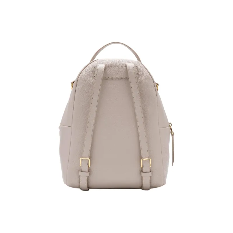 COCCINELLE Grained Leather Backpack Medium Size Women's Ecru-2