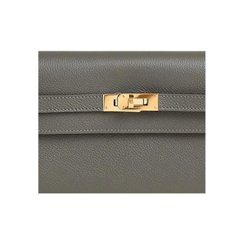 HERMES Kelly To Go Evercolor Calfskin Wallets Handheld Shoulder Bag Crossbody Bag Women's 0L Grismeyer Rain Cloud Gray-3