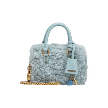 PINKO Polyester With Cow Leather Shoulder Bag Crossbody Bag Handbag Small Size Women's Mint Green