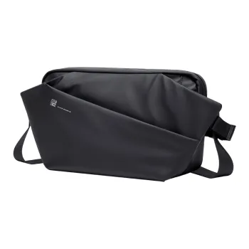 POLO Fabric Men's Fanny Pack Sling Bag Medium Size Men's Black/Black & Gray