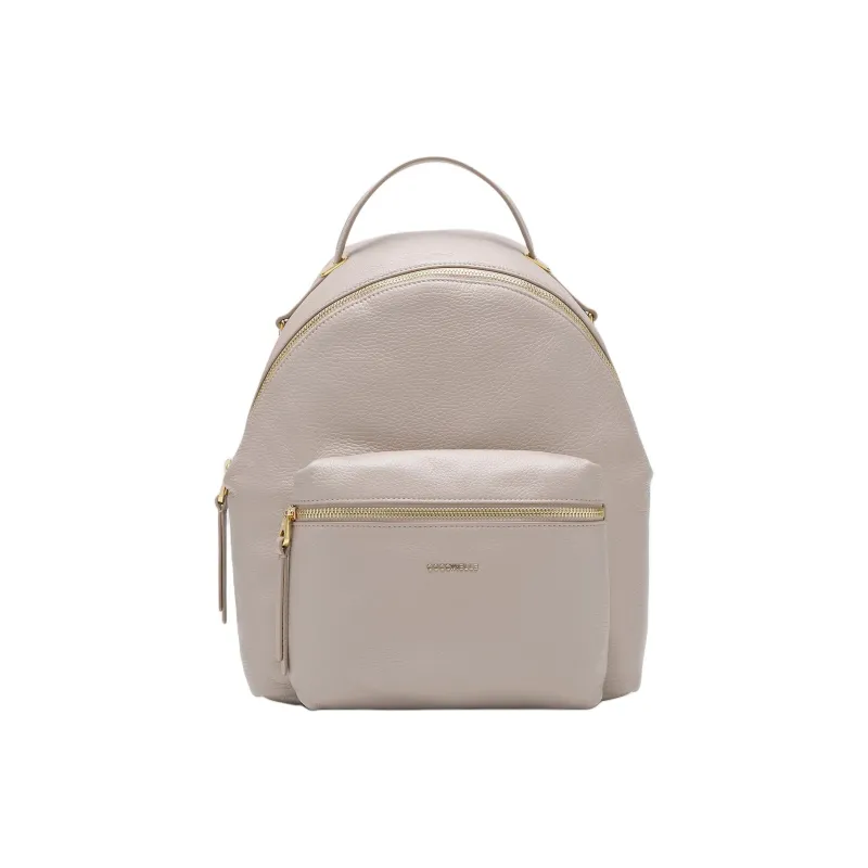 COCCINELLE Grained Leather Backpack Medium Size Women's Ecru-0