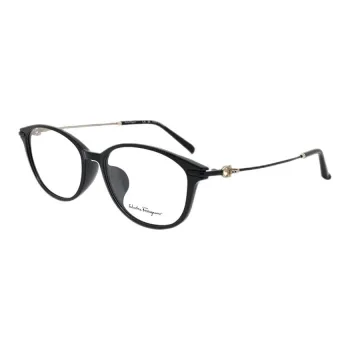 FERRAGAMO Plate And Metal Oval Eyeglass Frames Women's Black