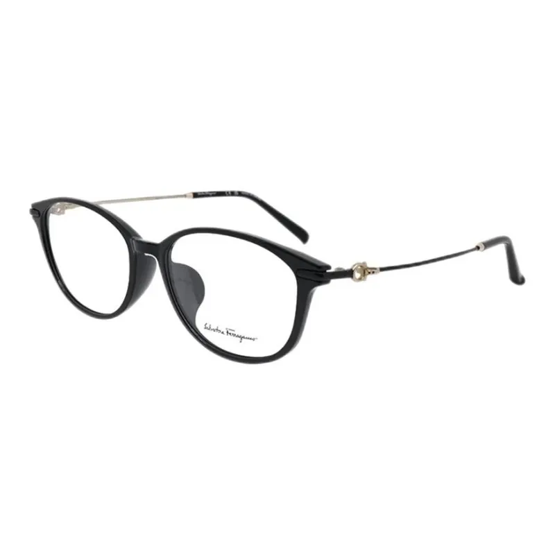 FERRAGAMO Plate And Metal Oval Eyeglass Frames Women's Black-0