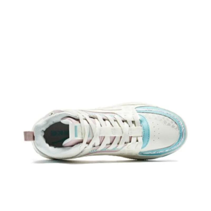 HENANBOWUYUAN x Erke High Top Skateboard Shoes Women's White Blue-4