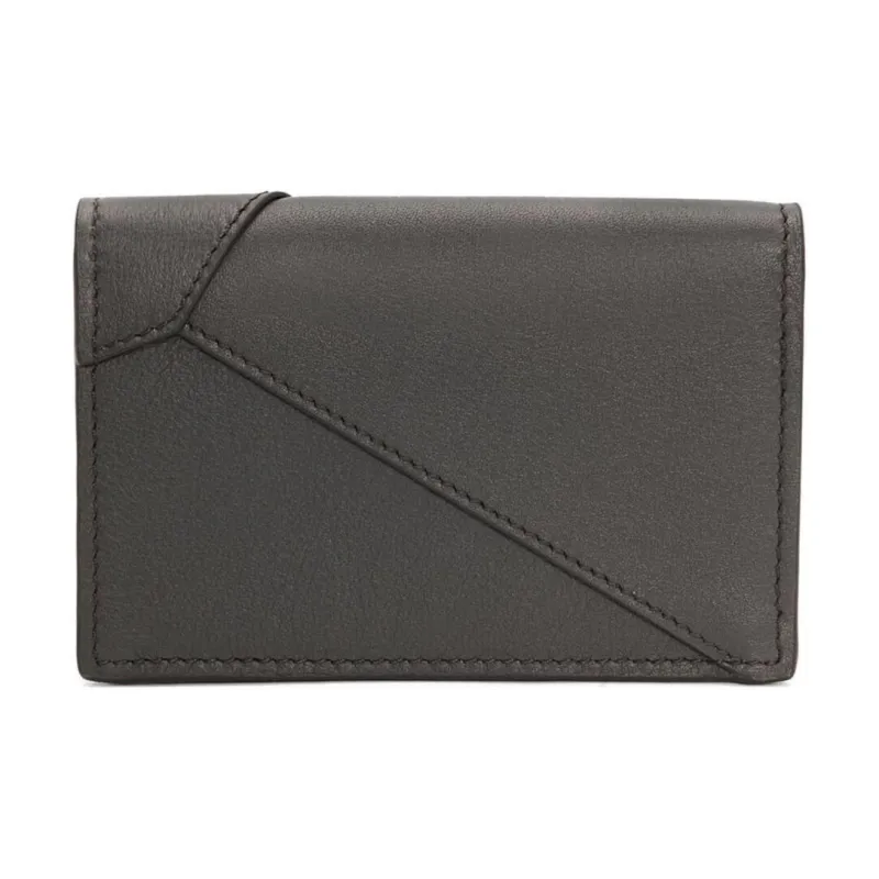 LOEWE Classic Calfskin Business Card Holder Men's Dark Gray-2