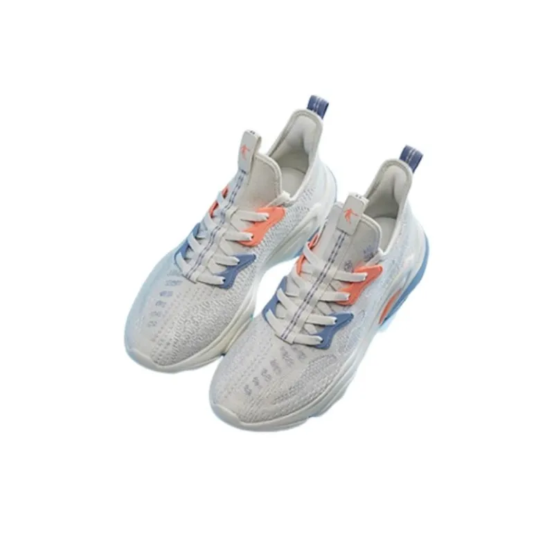 QIAODAN Durable Breathable Low Top Running Shoes Men's White Orange-3