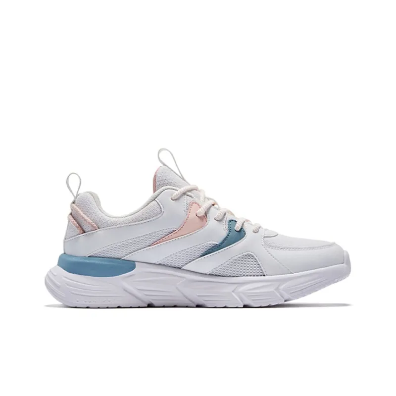 QIAODAN Anti Slip Wear Resistant Low Top Sports Casual Shoes Women's White Blue-1