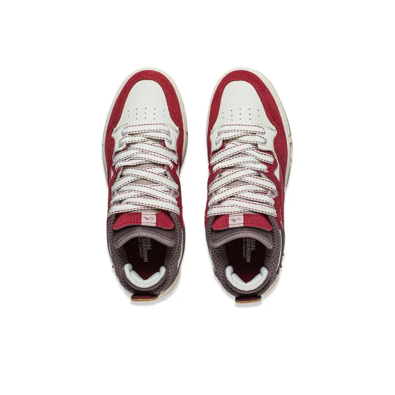 LINING Wei Wu PRO Skateboard Shoes Women's Low Top Cream White/Maroon-3