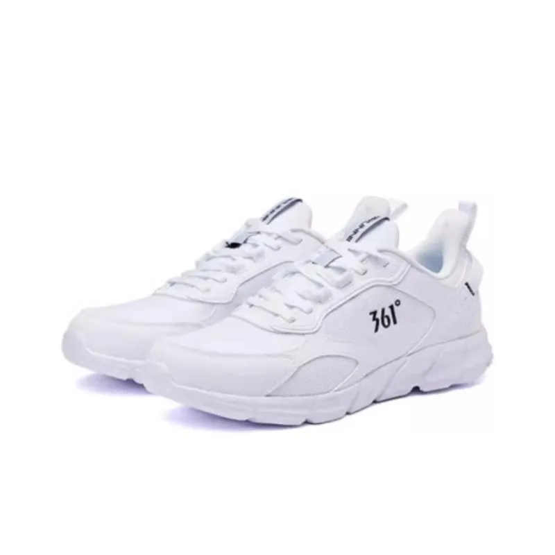 361° Cushioning Wear Resistant Low Top Running Shoes Men's White Obsidian Black-2