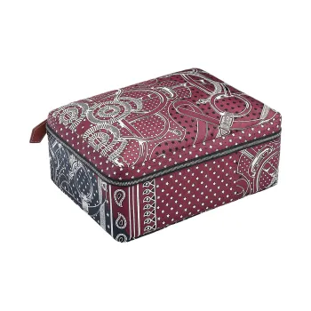 HERMES Travelsilk Silk Storage Bag Small Size Women's Burgundy & Marine Blue