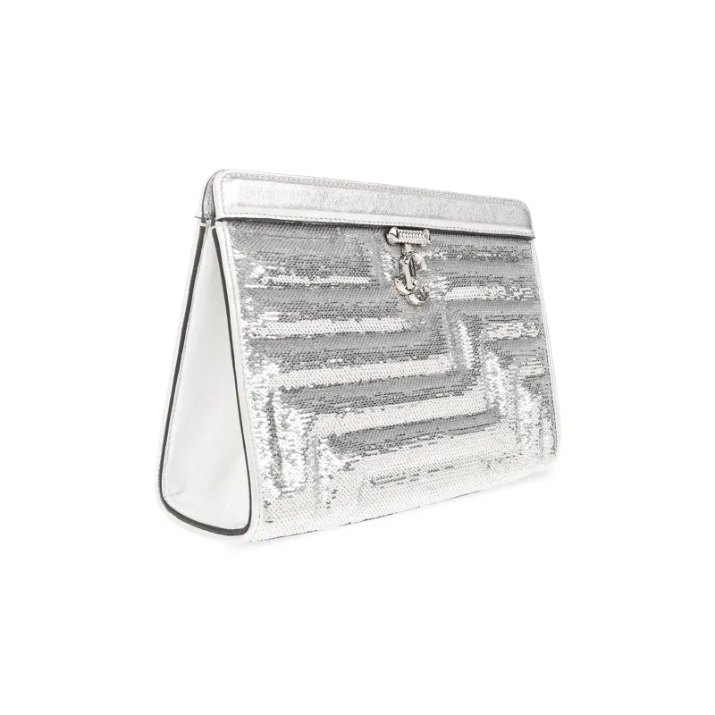 Jimmy Choo Avenue Sequins Handbag Women's Silver-1