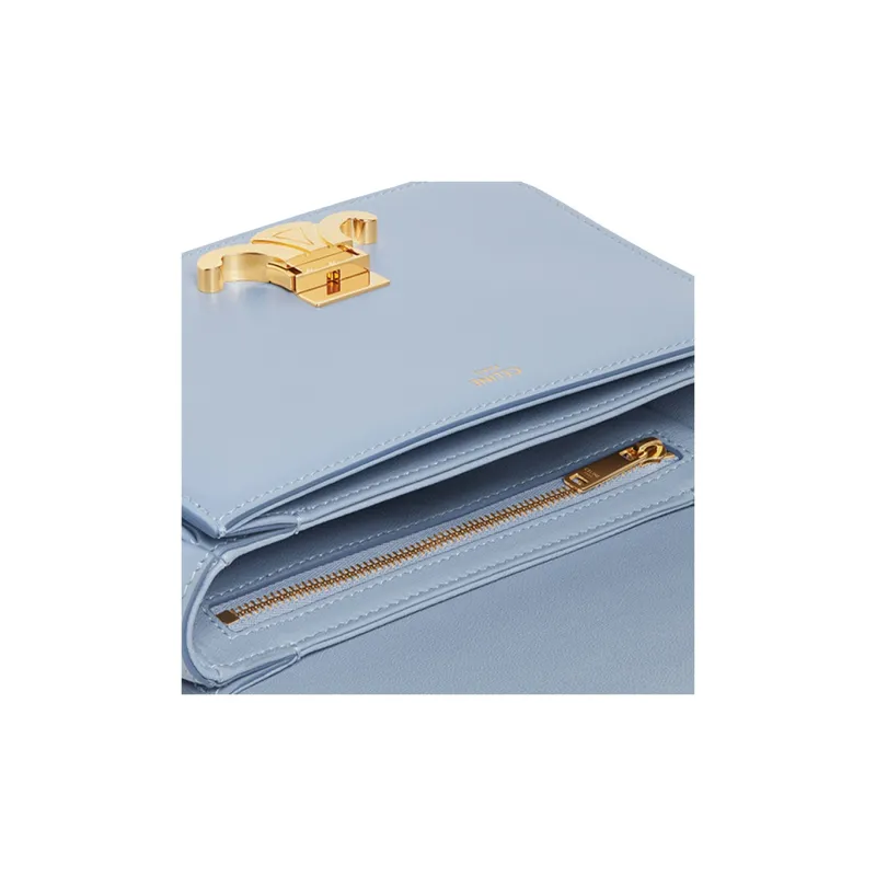 CELINE Triomphe Shiny Cow Leather Shoulder Bag, Handbag, Shoulder Bag, Crossbody Bag Regular Women's Arctic Blue Color-4