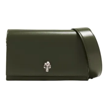 Alexander McQueen Skull Cow Leather Portable Crossbody Bag, Shoulder Bag Women's Dark Green