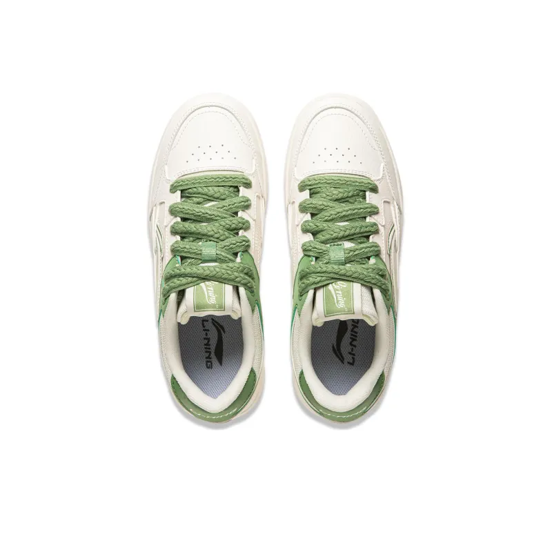 LiNing Tianji Slip Resistant, Abrasion Resistant, Lightweight, Breathable Low Top Skateboard Shoes Women's White Green-3
