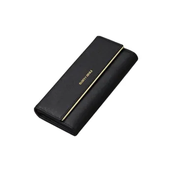 Banyanu Cow Leather Wallet Medium Size Women's Black/Pink