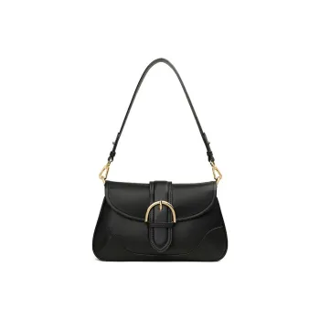 Teenmix Cow Leather Saddle Bag, Shoulder Bag Medium Size Women's Yellow Brown/Black/Burgundy