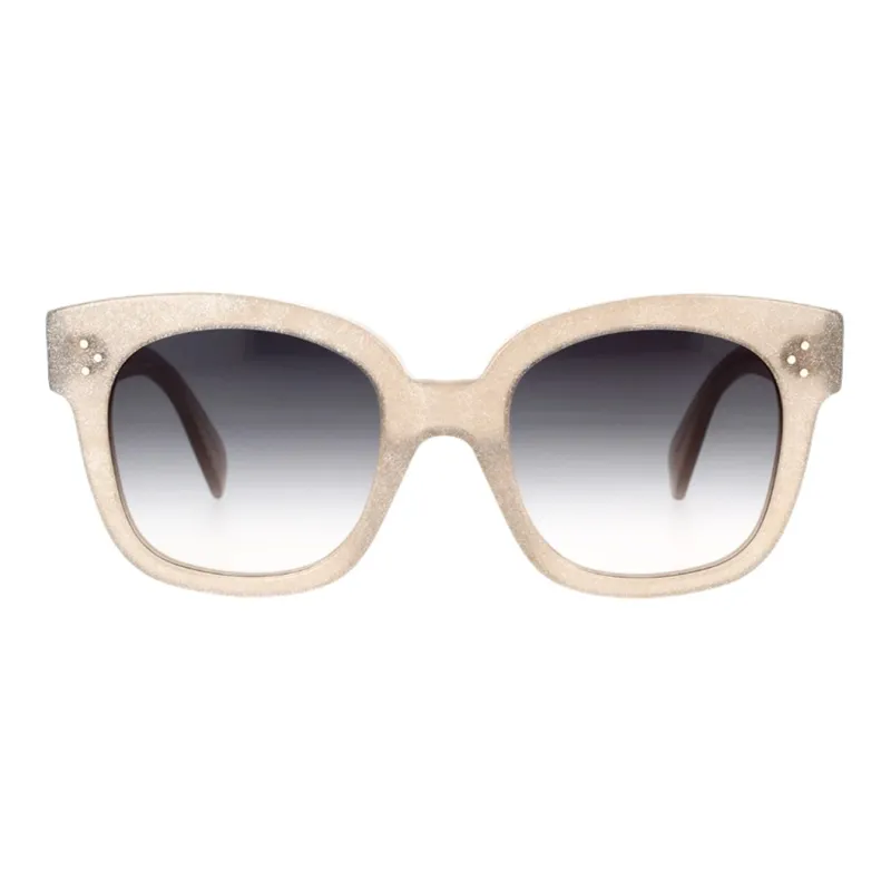 CELINE Acetate Irregular Shape Sunglasses Women's Brown-1
