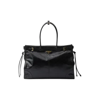 PRADA Soft Leather Shoulder Bag, Crossbody Bag, Handbag Tubas Women's Black