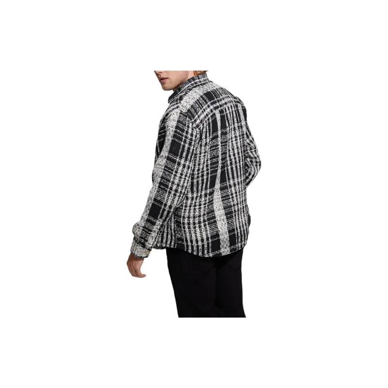 GUESS Soyer Plaid Heavyweight Shirt Shirt Men's Black-1