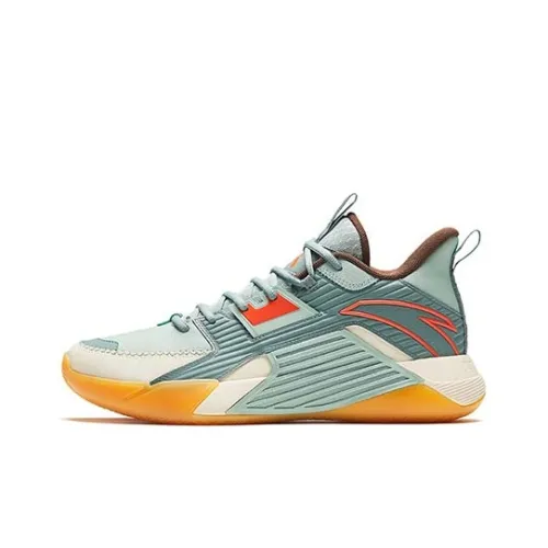 Anta Cushioning Wear Resistant Low Top Basketball Shoes Men's Gray Green
