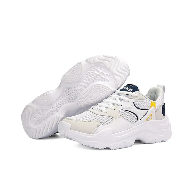 Erke Shock Absorbers Slip Resistant Breathable Low Top Running Shoes Men's White Gray-2
