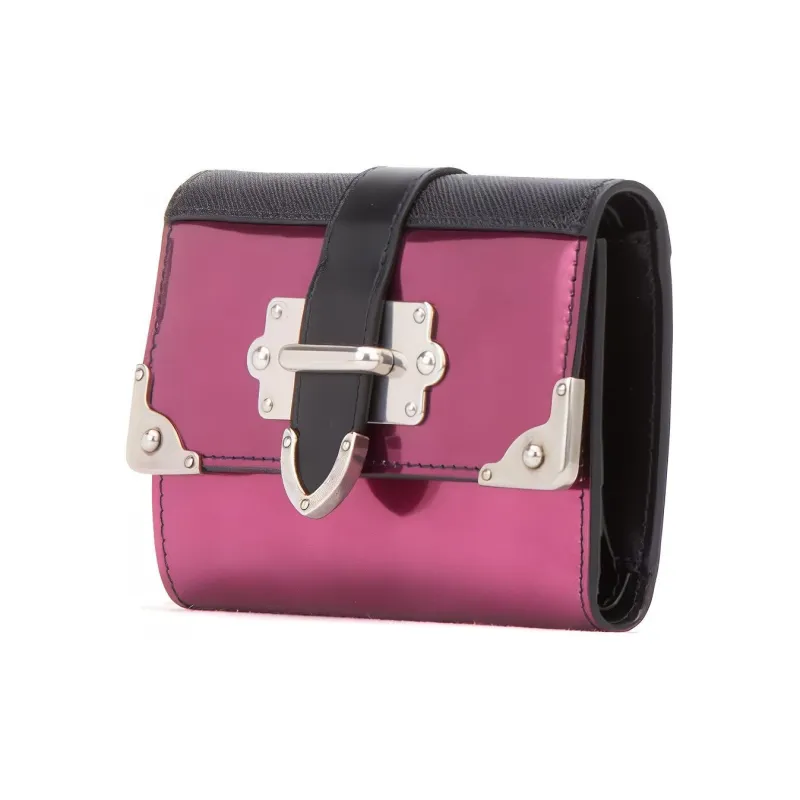 PRADA Cahier Cow Leather Small Square Bag Wallet Women's Red-1