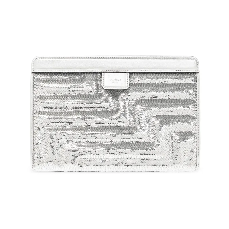Jimmy Choo Avenue Sequins Handbag Women's Silver-2
