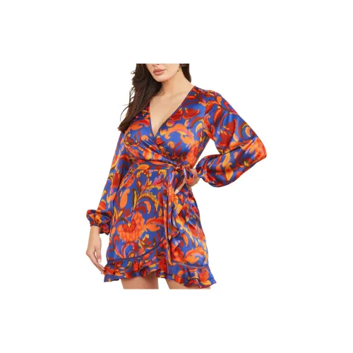 GUESS Betty Blue Wrap Dress Long-Sleeved Dresses Women's Betty Blue Print