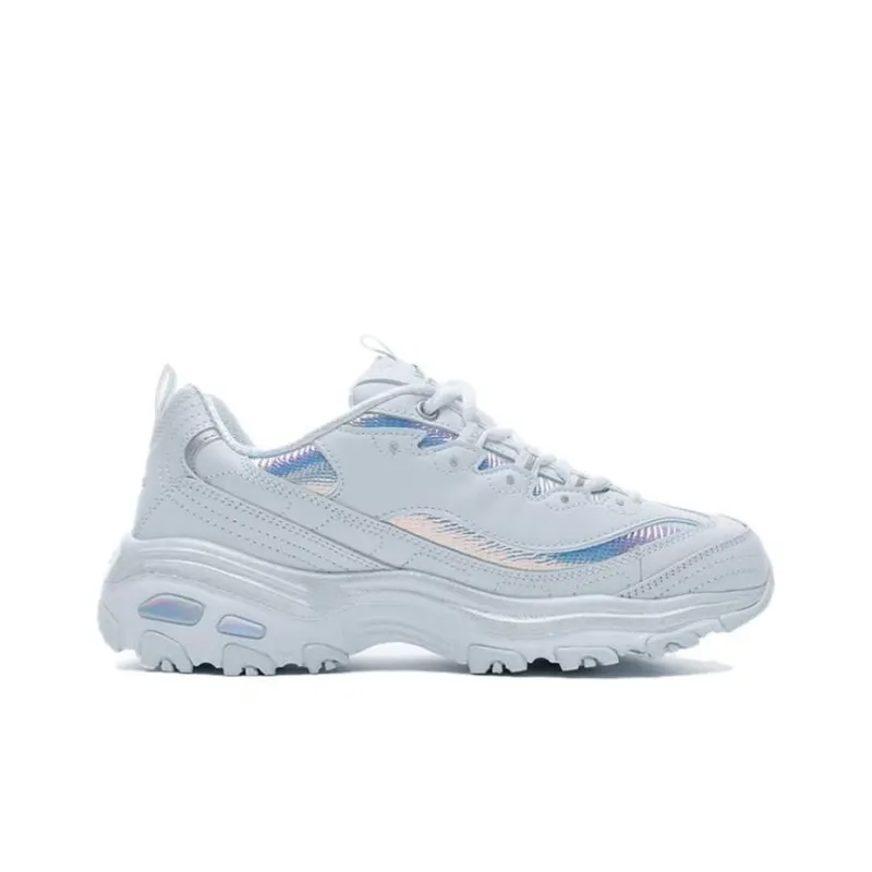 Skechers D'LITES Cushioning Anti-Slip And Wear-Resistant Low-Top Chunky Sneakers Women's Silver White-1