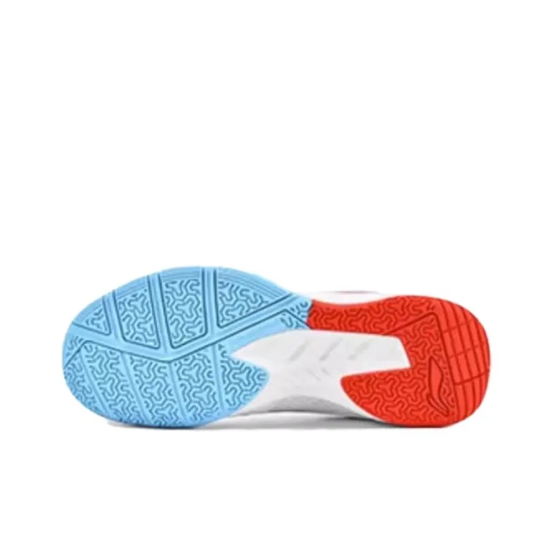 LiNing Feather Abrasion Resistant Low Top Badminton Shoes Unisex White Red-3