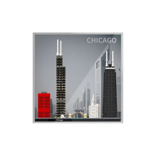 KGBOX Building Block City Skyline Acrylic One Piece Storage Picture Frame Transparent Display Case Model Accessories-4