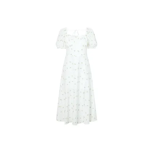 MOISSAC Short-Sleeved Dresses Women's Floral Pure White