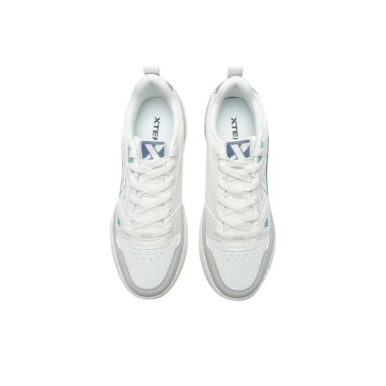 XTEP Street Play Collection Anti-Slip And Wear-Resistant Lightweight Low-Top Skateboard Shoes Men's White Gray Blue-3