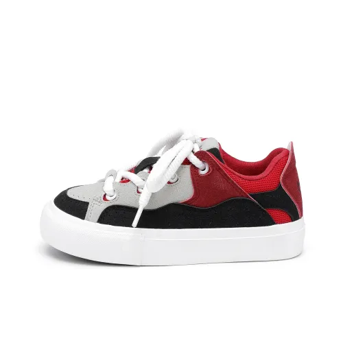 BAIJIHONG Skateboard Shoes Unisex Low-Top White/Red