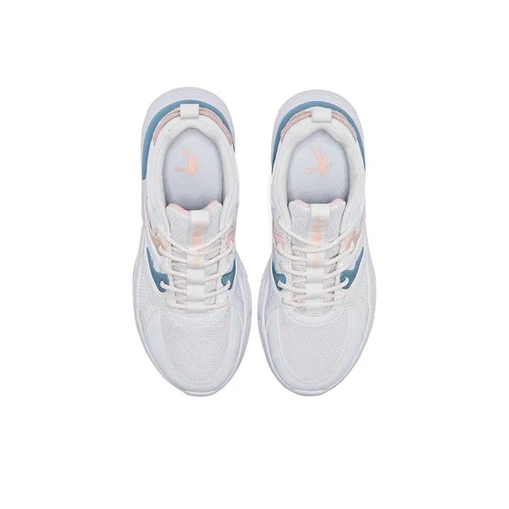 QIAODAN Anti Slip Wear Resistant Low Top Sports Casual Shoes Women's White Blue-2