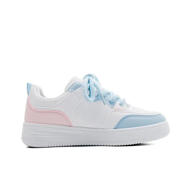 Warrior Warrior Wear resistant And Lightweight Low Top Skateboard Shoes Women's White Blue Pink-1