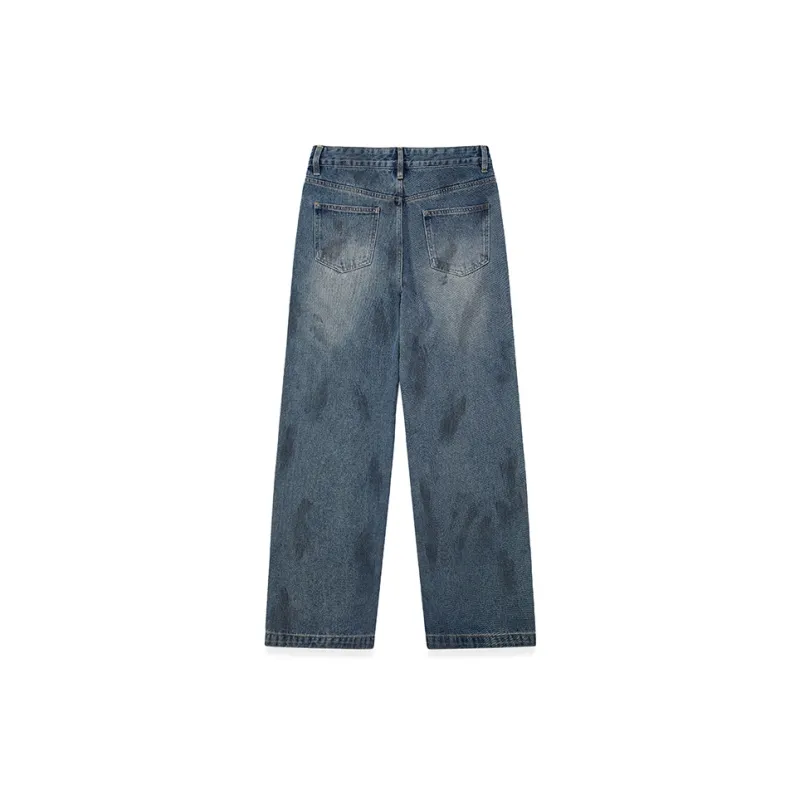 Crying Center Jeans Unisex Distressed White-1