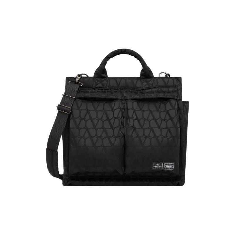 Valentino PORTER Nylon Tote Bag Shopping Bag Shoulder Bag Crossbody Bag Handbag Men's Black-0